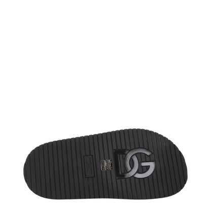Dolce & Gabbana Black Leather Slippers