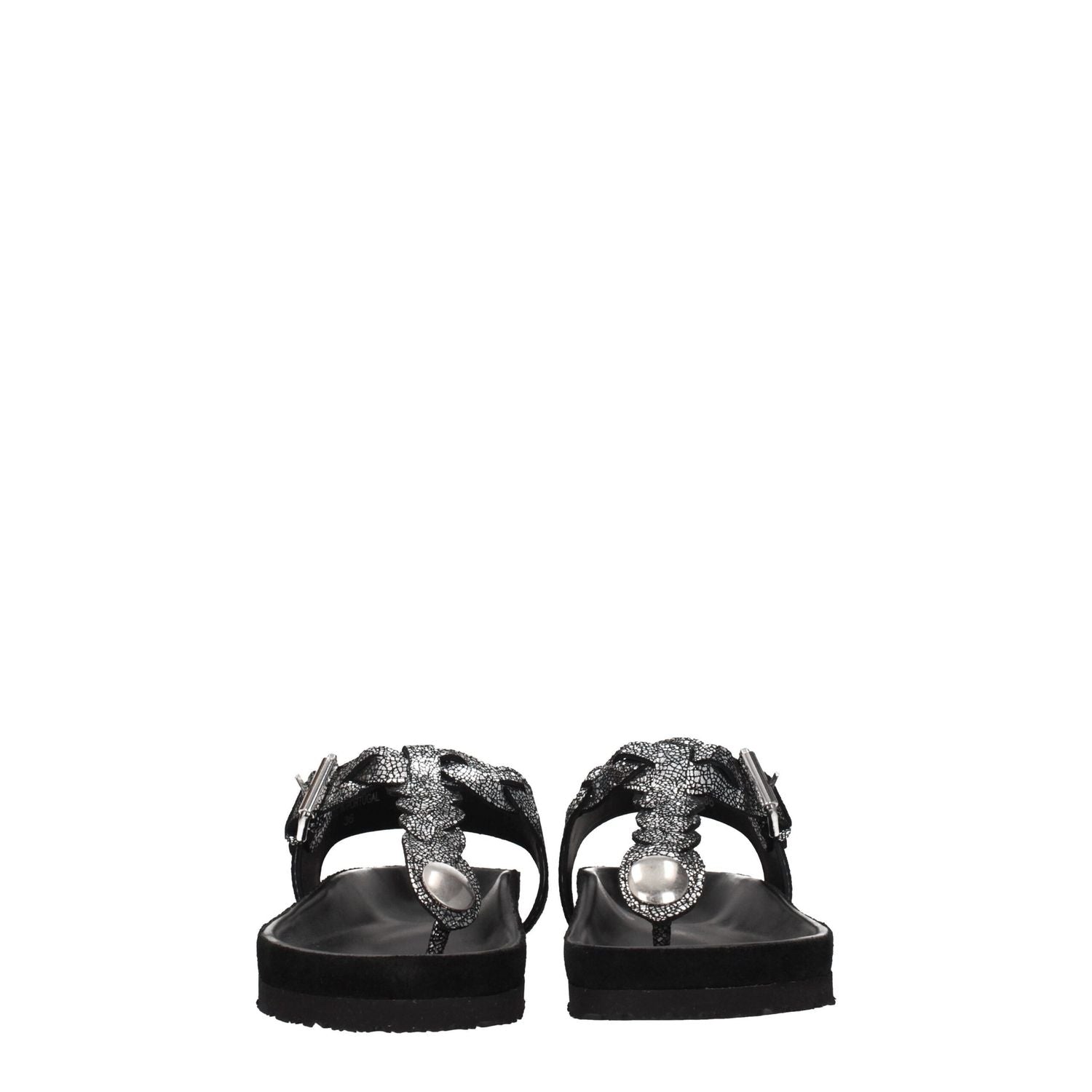 Isabel Marant Black Leather Flip-Flop Sandals
