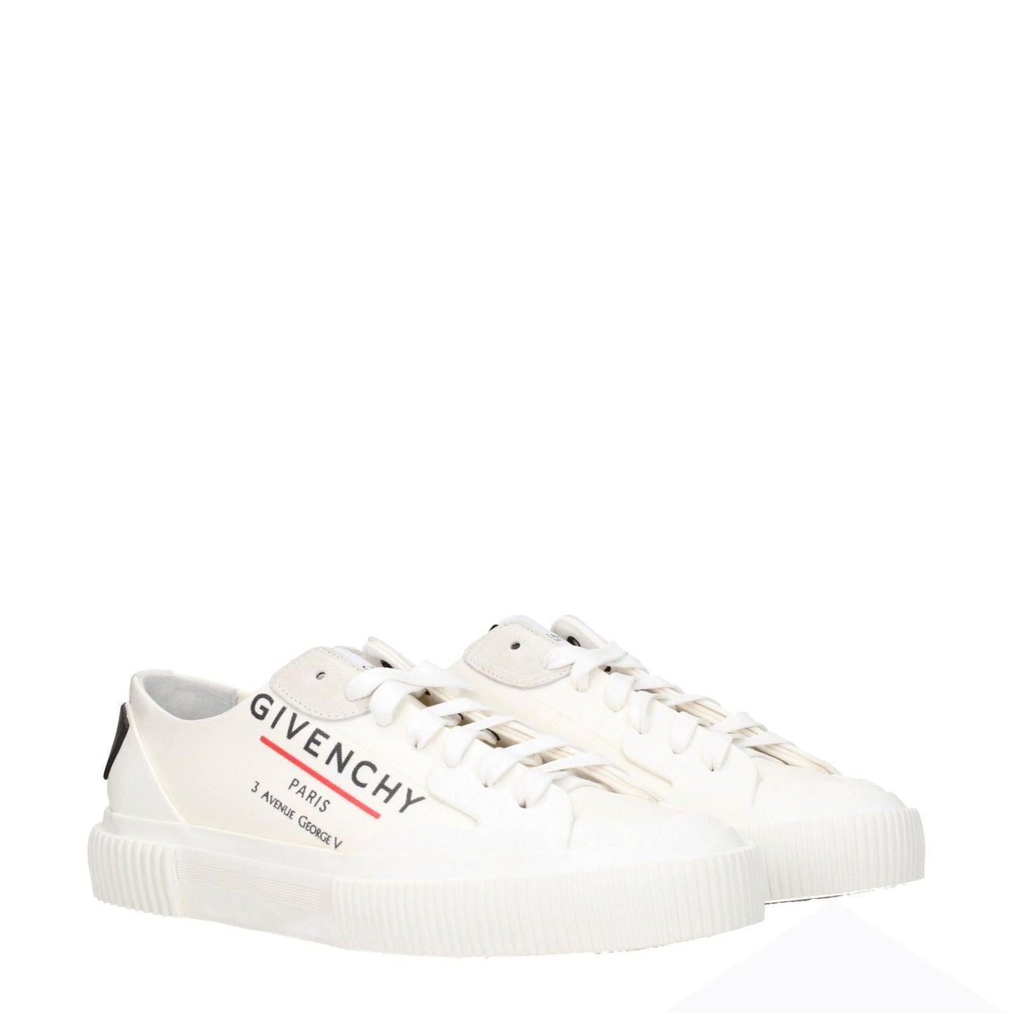 Givenchy Beige Fabric Low Top Sneakers with logos, suede material, round toe, and rubber sole for a sporty glam look.