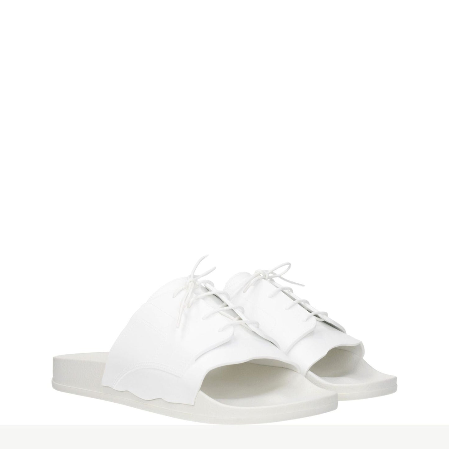 Maison Margiela White Cotton Slippers with open toe and low flat heel, featuring rubber sole and front detail. MPN: S57WX0080P5411H0518.