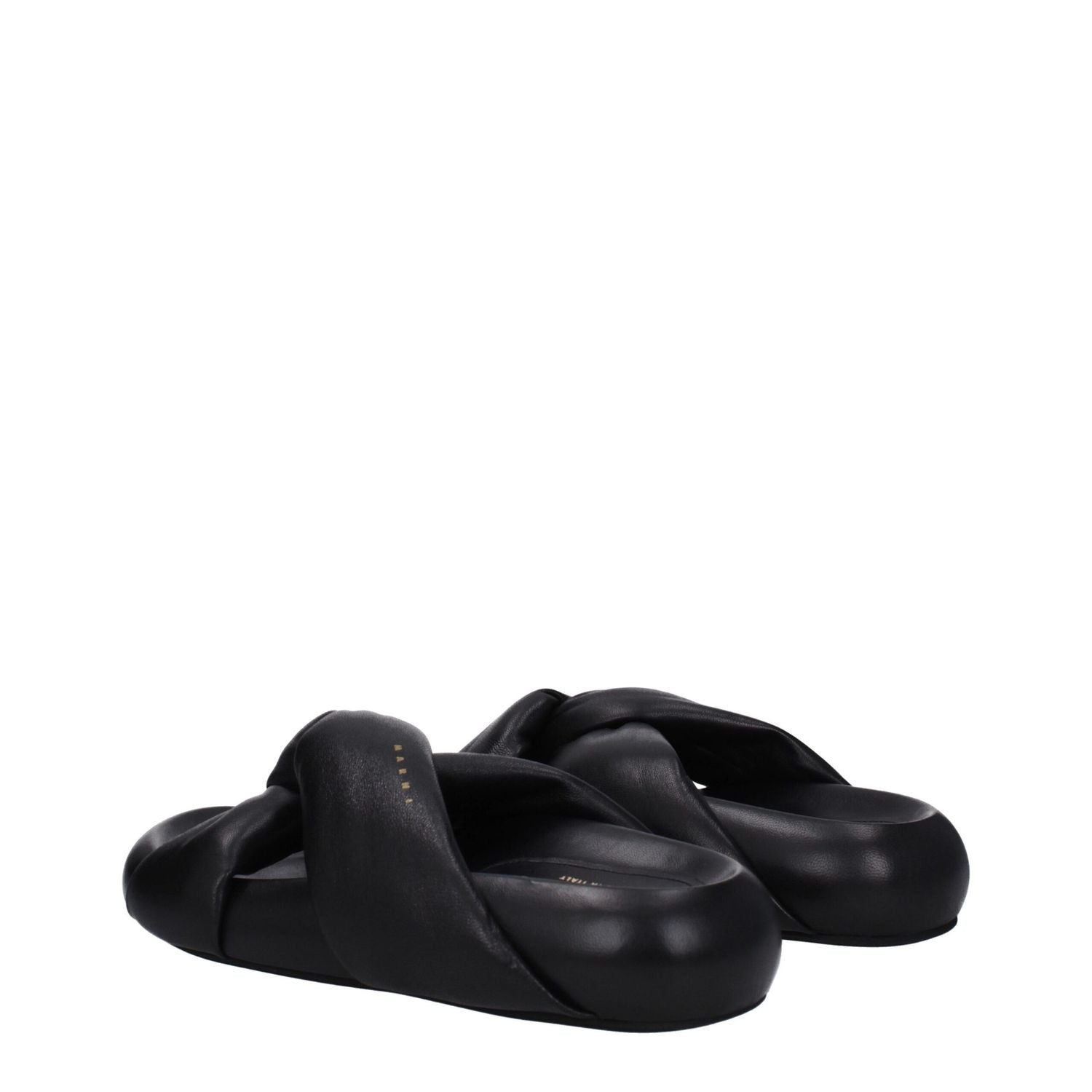 Marni Black Leather Slippers