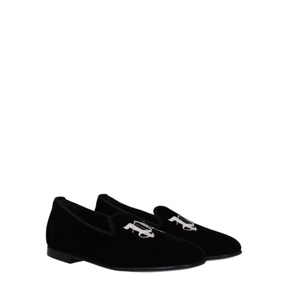 Palm Angels Black Velvet Slip-On Loafers