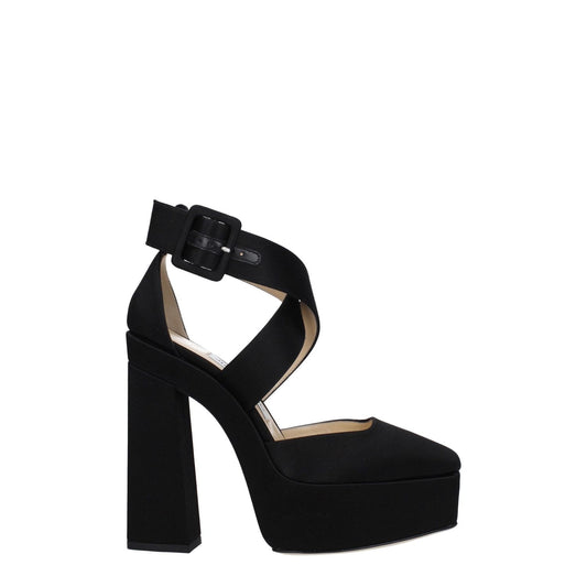 Jimmy Choo Black Satin Platform Sandals