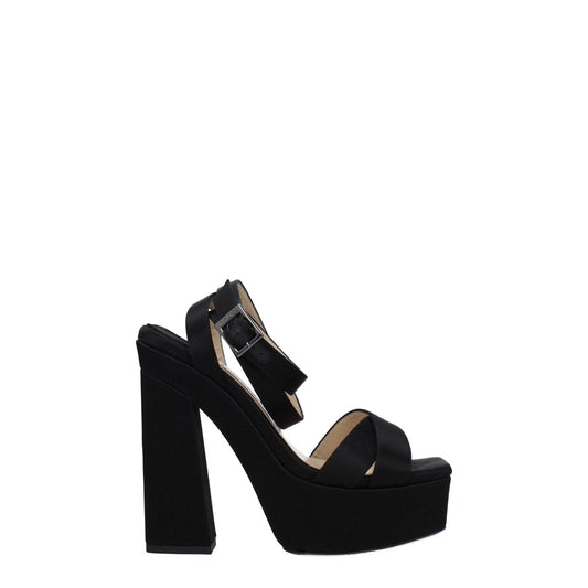 Jimmy Choo Black Satin Platform Sandals
