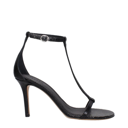Isabel Marant Black Leather Stiletto Heel Sandals