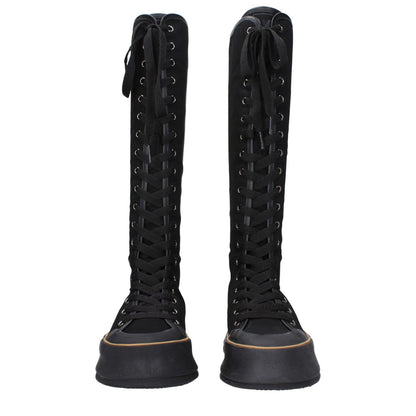 Max Mara Black Fabric Lace-Up Boots