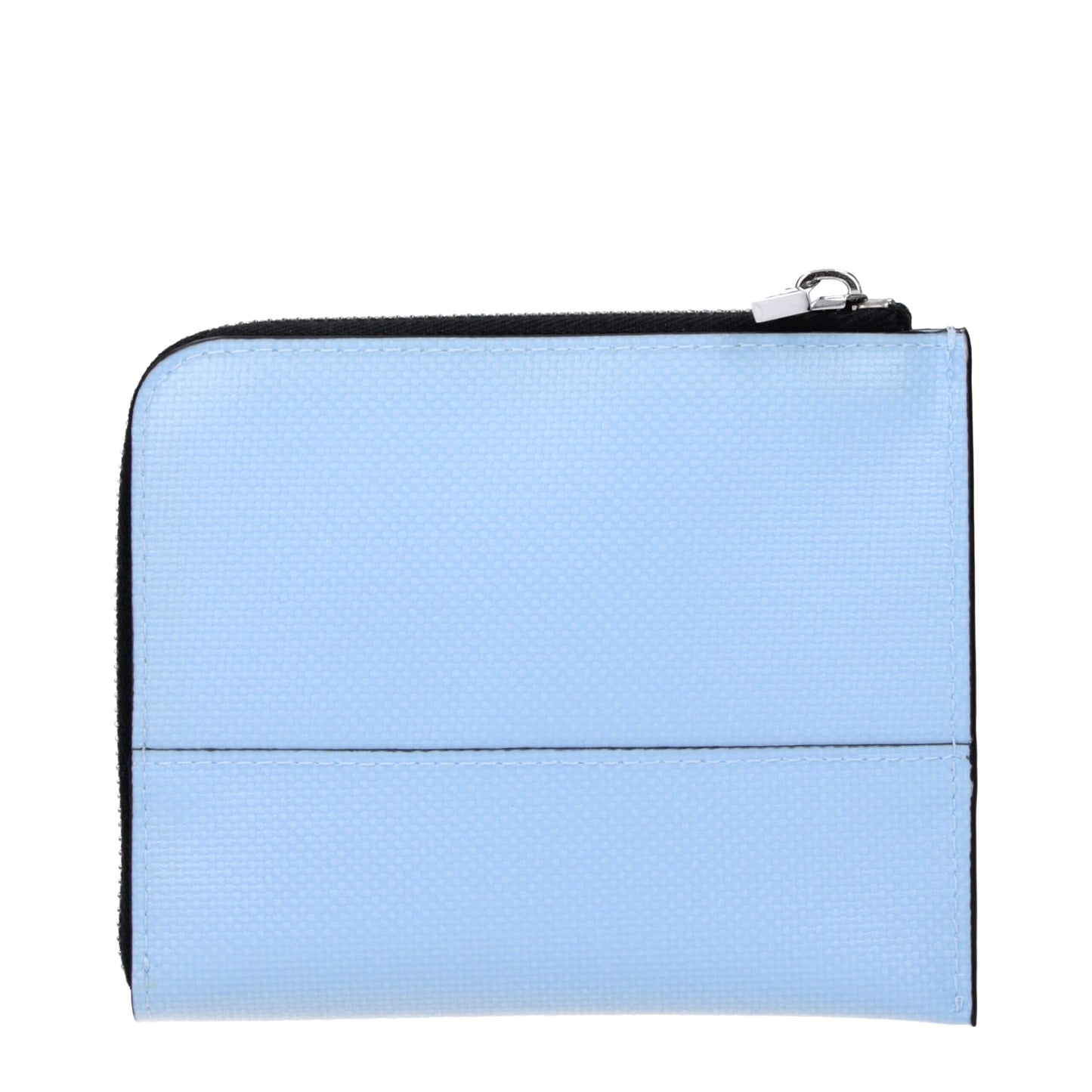 Marni Blue Polyethylene Wallet with front logo, silver and light blue color, measurements 9.5×11.5 cm.