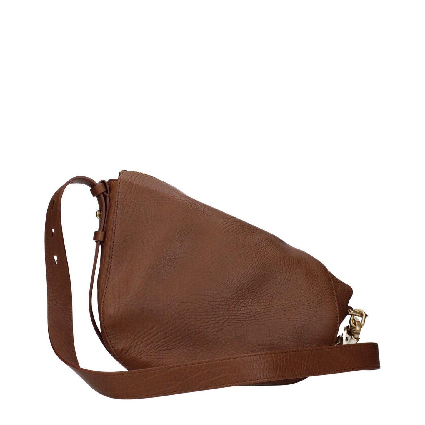 Burberry Brown Leather Crossbody Bag with adjustable shoulder strap and zip closure, medium size, casual style.