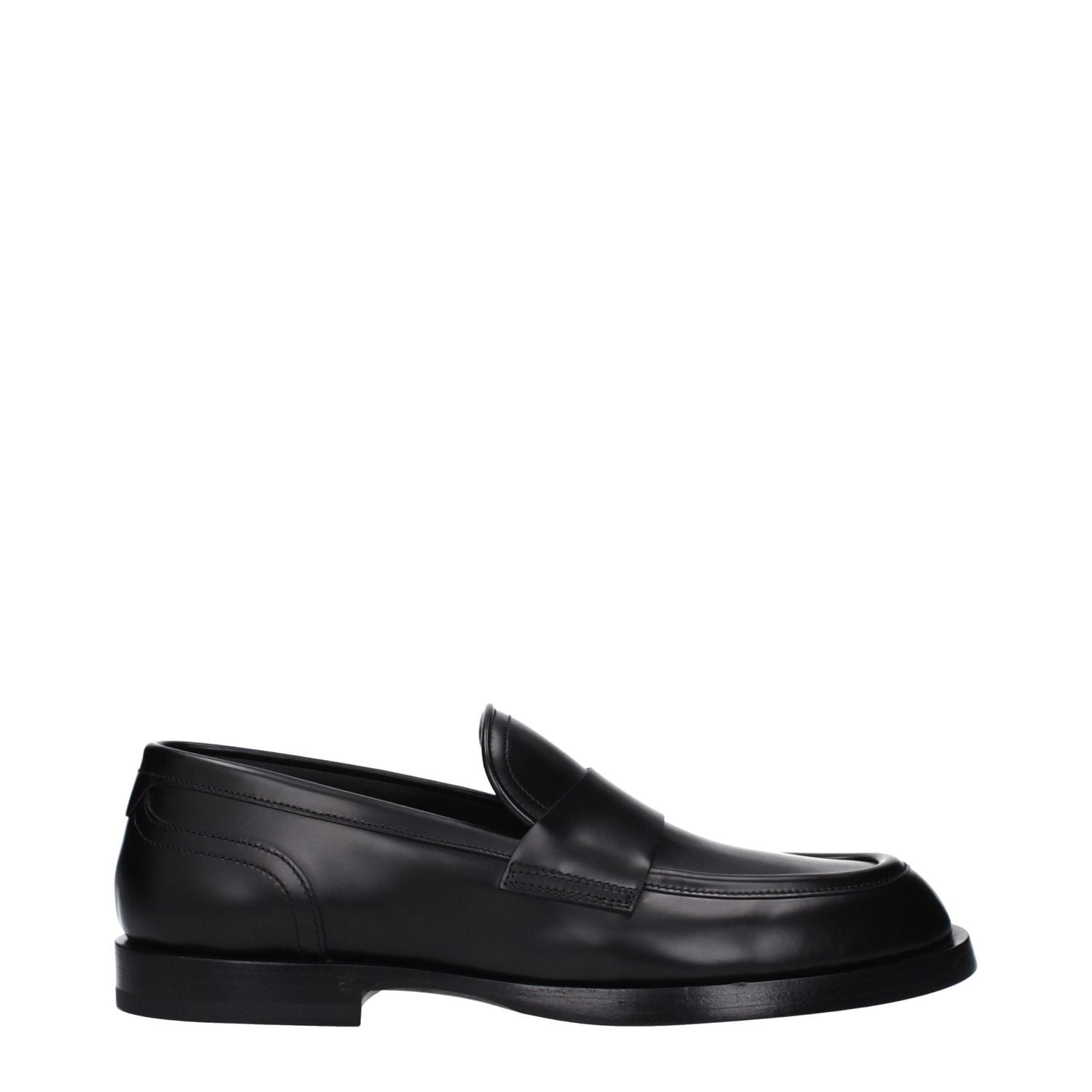 Dolce & Gabbana Black Leather Slip-On Loafers