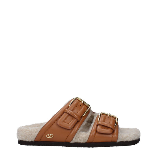 Valentino Garavani Brown Leather Slippers