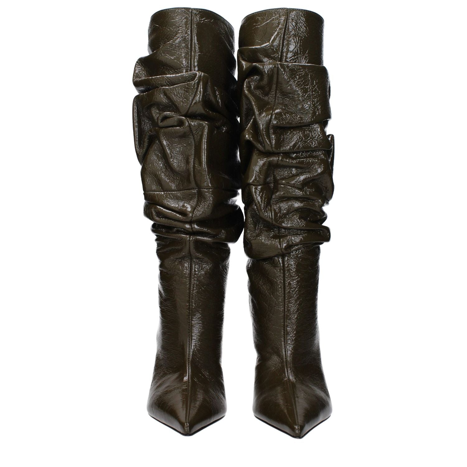 Amina Muaddi Green Leather Boots