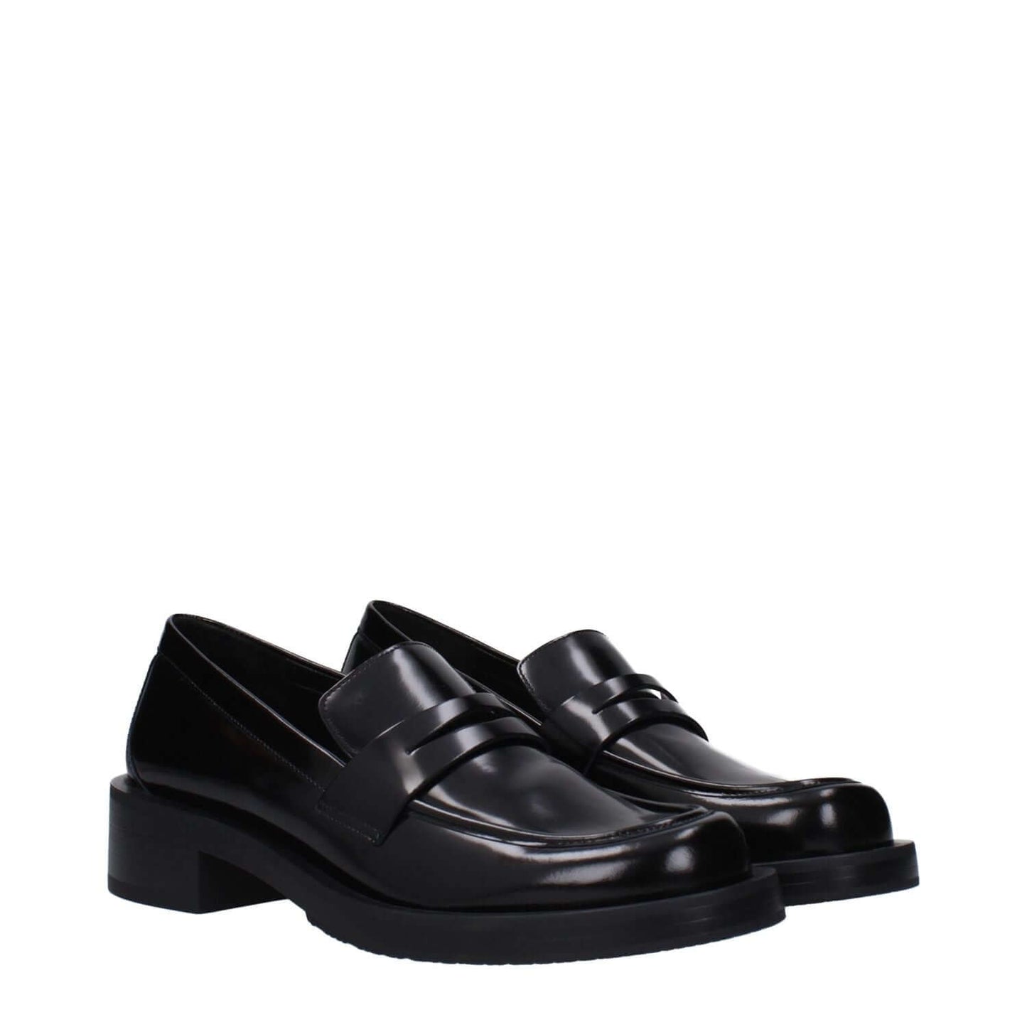 Stuart Weitzman Black Leather Slip-On Loafers