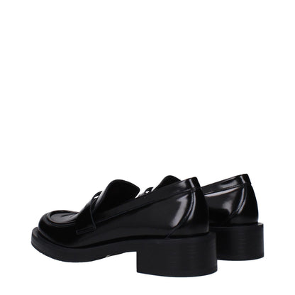 Stuart Weitzman Black Leather Slip-On Loafers