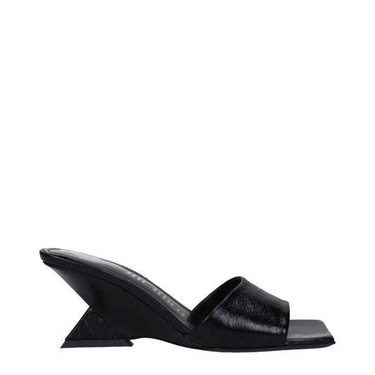 The Attico Black Leather Sandals