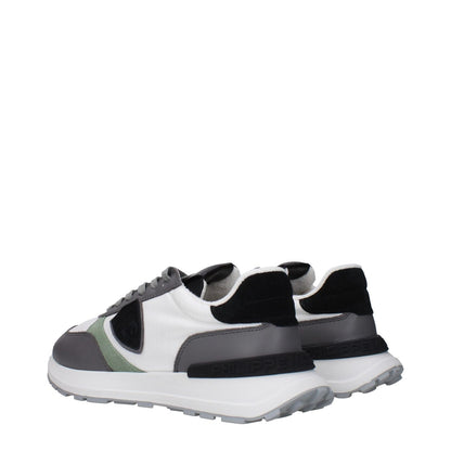 Philippe Model White Fabric Low Top Sneakers with vintage effect, featuring a front and back logo and an MPN ATLUZ0PELLETB317.