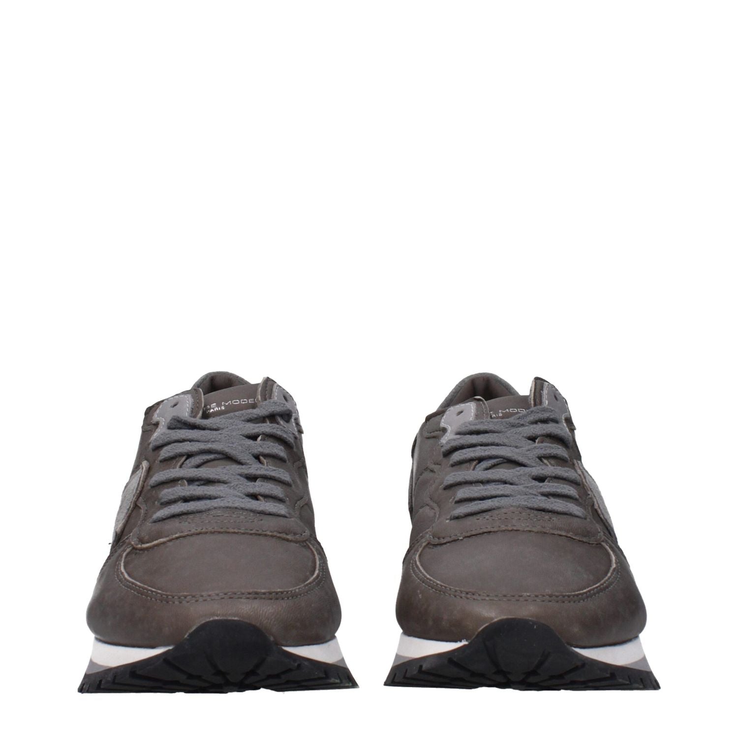 Philippe Model Gray Leather Sneakers