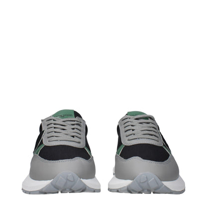 Front view of Philippe Model Black Fabric Athletic Sneakers with visible logos and side details.