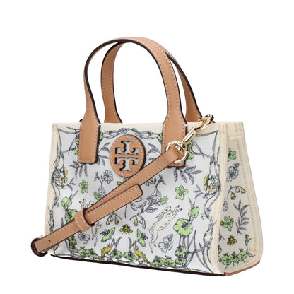 Tory Burch Beige Fabric Handbag with floral pattern, adjustable and removable shoulder strap, front logo, fabric code F83368.