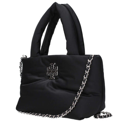 Tory Burch Black Fabric Handbag with front logo and adjustable removable shoulder strap, MPN 170317001, code F83547.