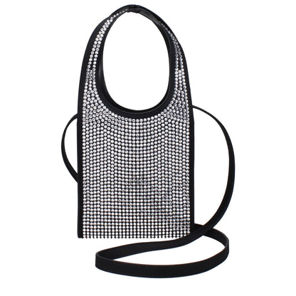 Coperni Black Fabric Handbag with rhinestones and removable shoulder strap