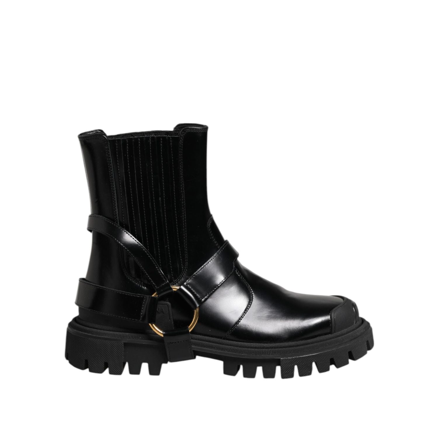 Dolce & Gabbana Black Leather Chelsea Men Short Boots Shoes
