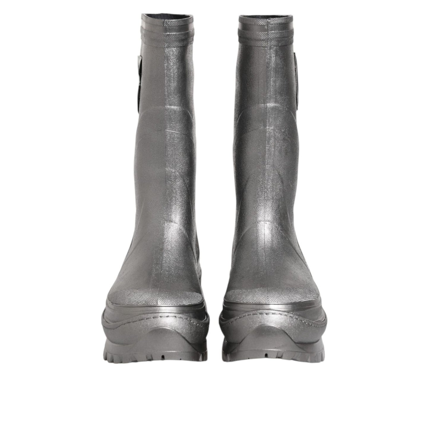 Dolce & Gabbana Metallic Silver Pull On Rain Boots Shoes