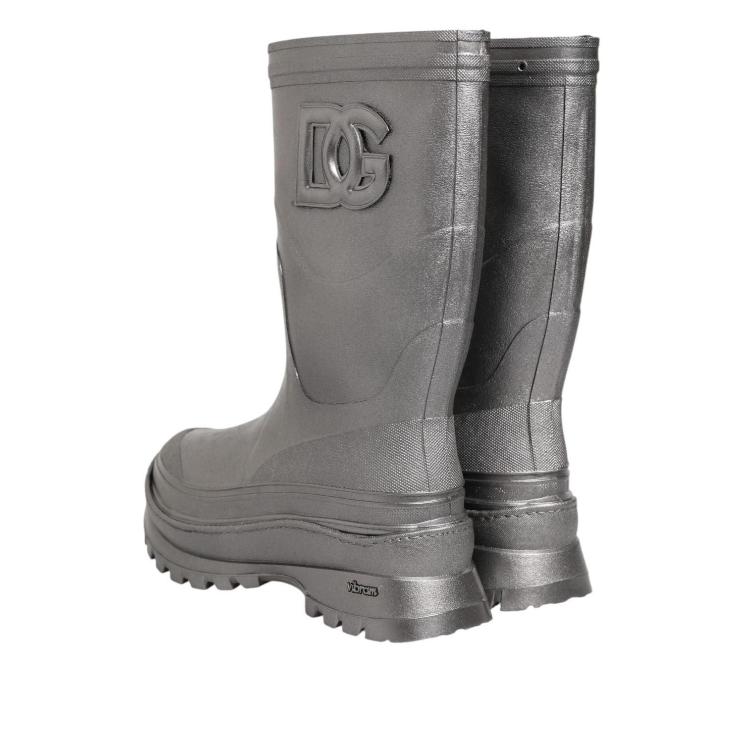 Dolce & Gabbana Metallic Silver Pull On Rain Boots Shoes