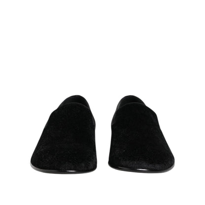 Dolce & Gabbana Black Jacquard Loafers Formal Men Dress Shoes