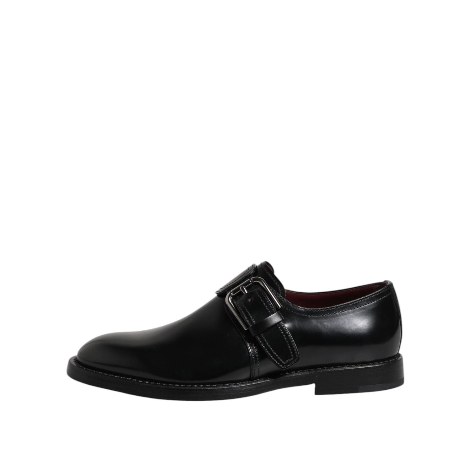 Dolce & Gabbana Black Leather Monk Strap Derby Formal Shoes