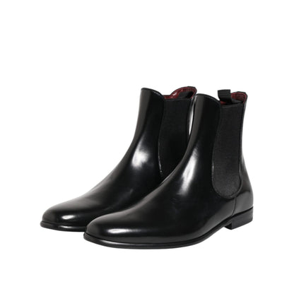 Dolce & Gabbana Black Chelsea Slip On Mid Calf Boots Shoes