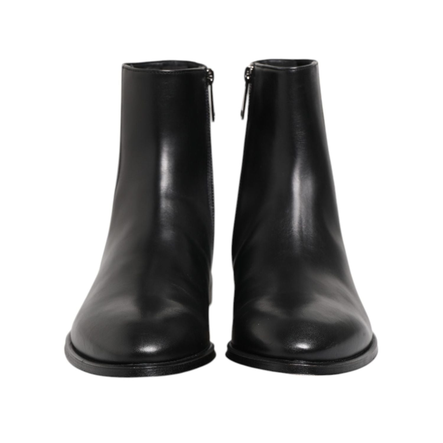 Dolce & Gabbana Black Leather Mid Calf Men Boots Shoes