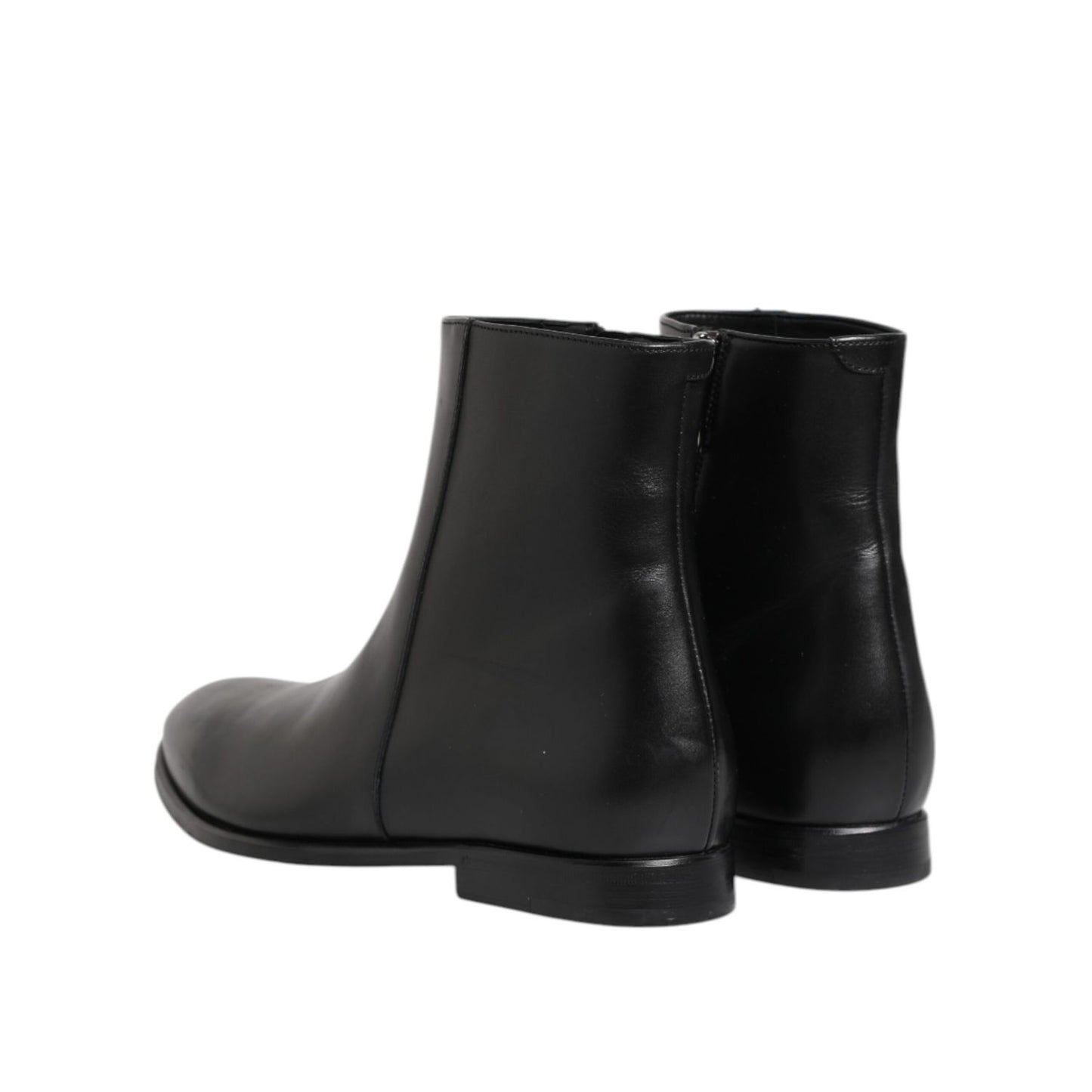 Dolce & Gabbana Black Leather Mid Calf Men Boots Shoes