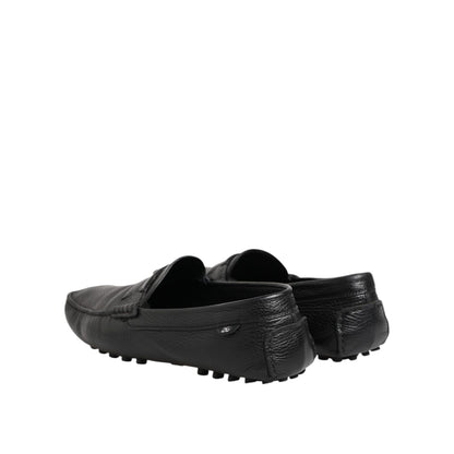 Dolce & Gabbana Black Leather Slip On Mocassin Loafer Shoes