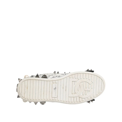 Dolce & Gabbana Black White Studded Low Top Sneakers Shoes