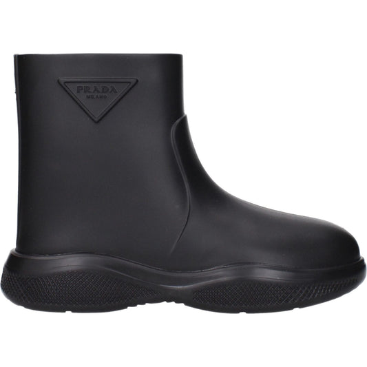 Prada Black Cotton Ankle Boots