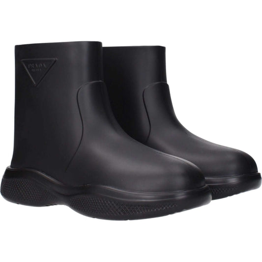 Prada Black Cotton Ankle Boots