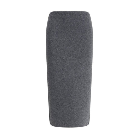 Tom Ford Gray Cashmere Long Skirt with ribbed waistband, perfect for elegant and timeless looks.