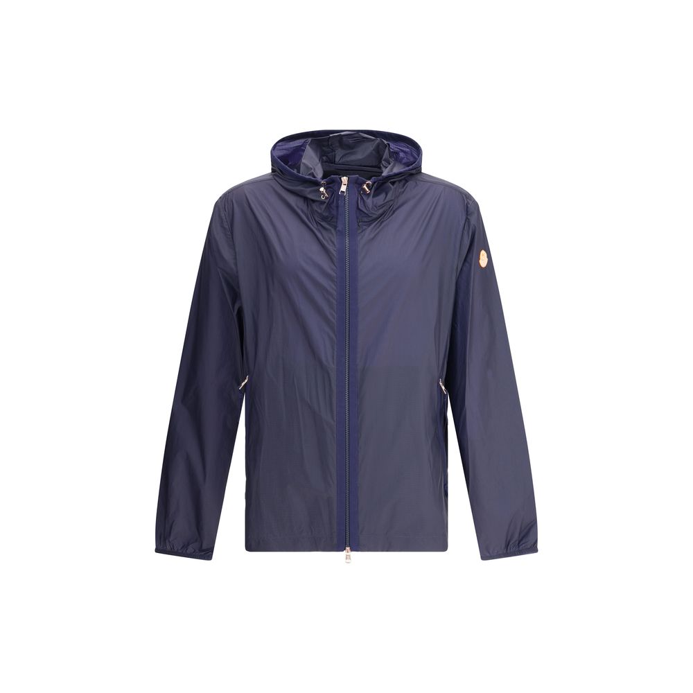 Moncler x Donald Glover Blue Nylon Shell Jacket with hood and zip closure