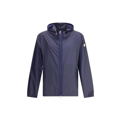 Moncler x Donald Glover Blue Nylon Shell Jacket with hood and zip closure