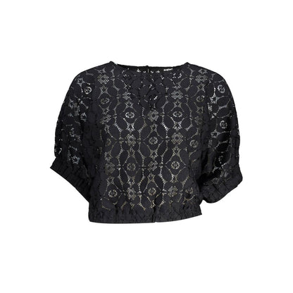 Desigual "Black Polyester Women Blouse with Contrasting Elastic Waistband"