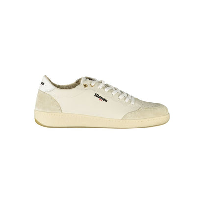 Blauer White Leather Men Sneaker with comfortable insole and logo