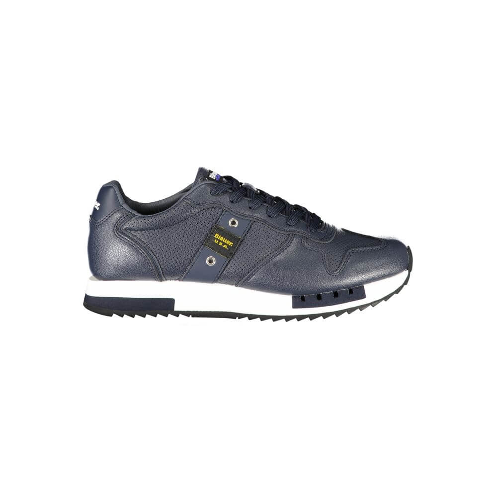 Blauer Blue Leather Men Sneaker showcasing sporty design with bold details and iconic Blauer logo, ideal for modern urban fashion.