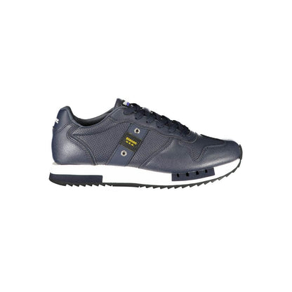 Blauer Blue Leather Men Sneaker showcasing sporty design with bold details and iconic Blauer logo, ideal for modern urban fashion.
