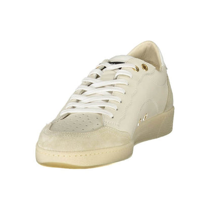 Blauer White Leather Men Sneaker with lace-up design and comfortable insole, featuring bold contrasting details and premium quality logo.