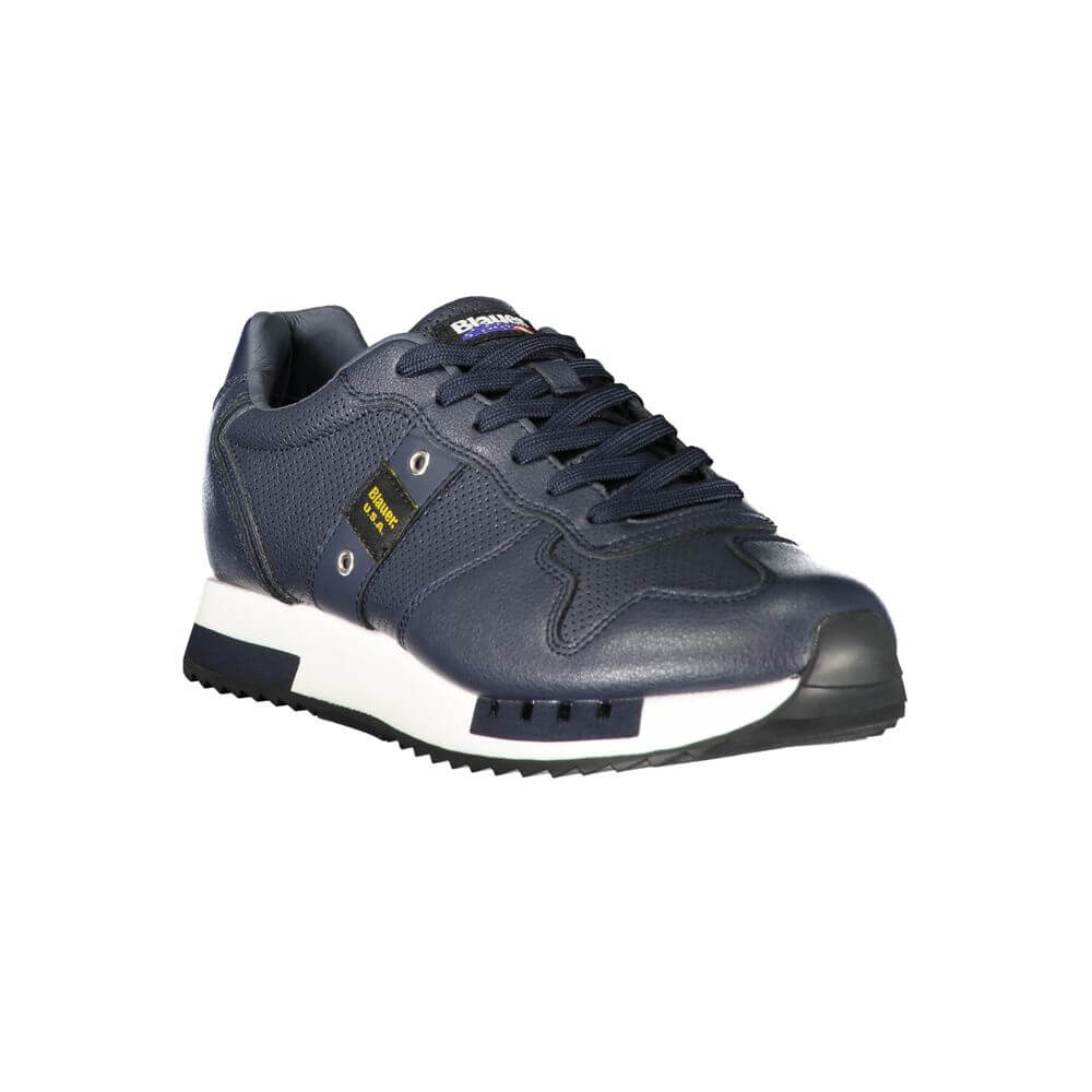 Blauer Blue Leather Men Sneaker featuring sporty design with contrasting details and iconic logo for urban style.