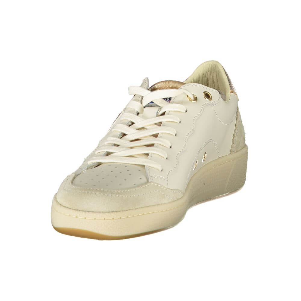 Blauer White Leather Women Sneaker with bronze accents and removable insole
