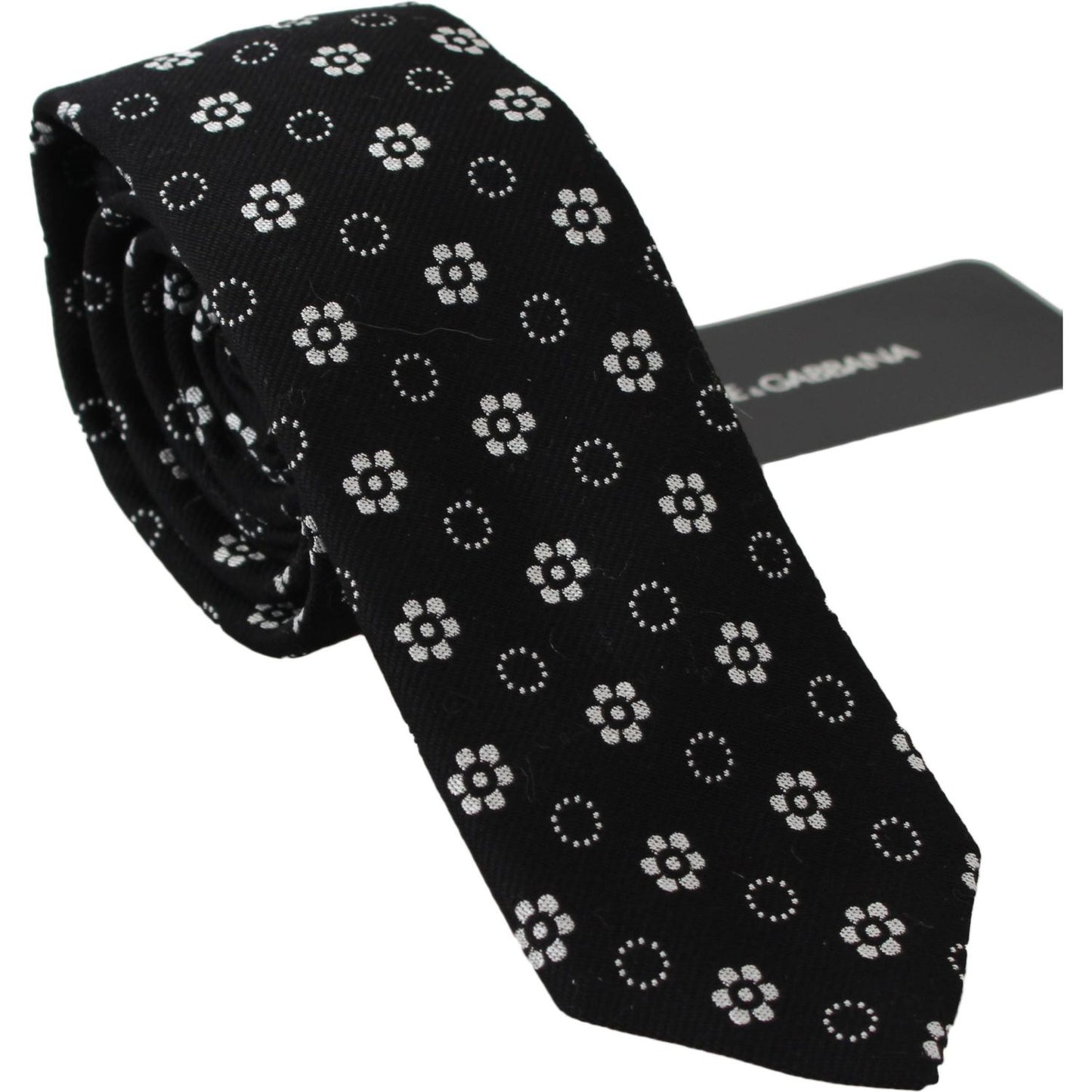 Dolce & Gabbana Black 100% Silk Floral Print Print Classic Tie Necktie