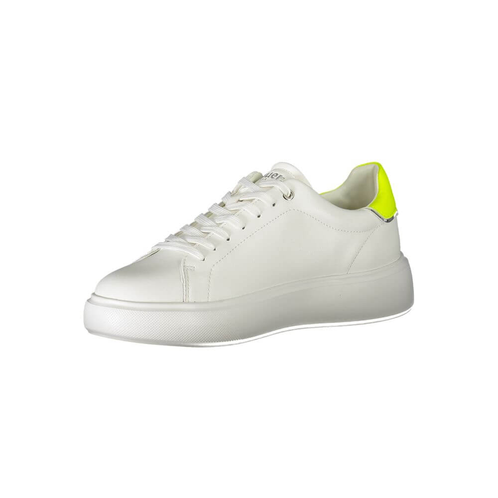 Blauer White Polyester Sneaker with laces, contrast details, and logo application - sports footwear