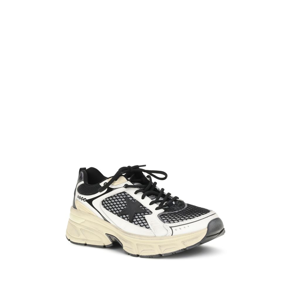 Golden Goose Multicolor Polyester Athletic Sneakers with black and white design, featuring comfort "Lightstar" insole and iconic details.