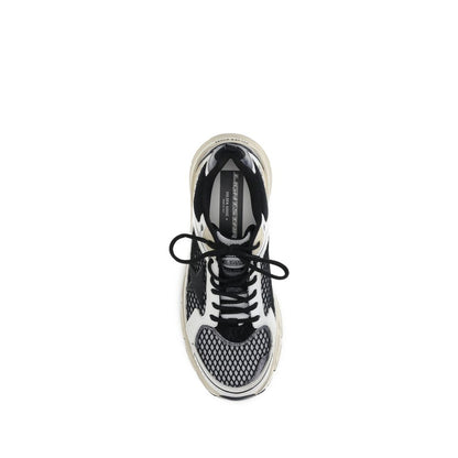 Top view of Golden Goose Multicolor Polyester Athletic Sneakers with black laces and mesh upper design.